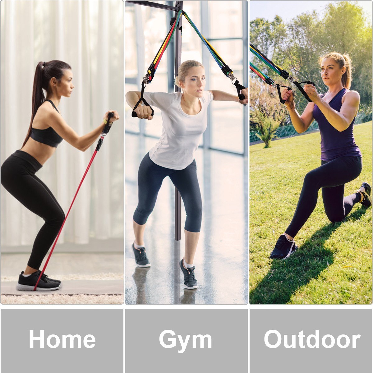 11Pcs Sports Resistance Bands Set Exercise Workout Bands Door Anchor Ankle Straps Skipping Rope for Physical Training, Weight Loss, Home Exercise