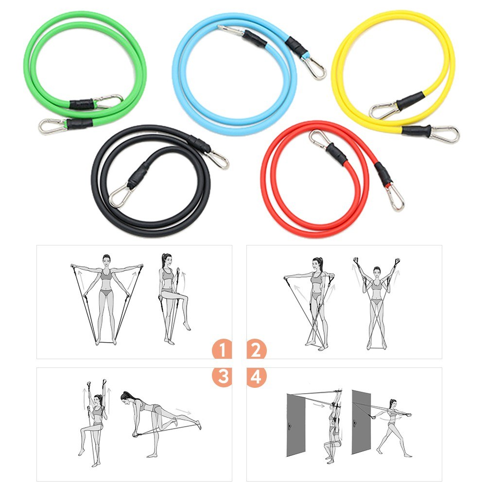 14Pcs Resistance Bands Set Exercise Tube Bands Jump Rope Resistance Loop Bands Legs Ankle Straps for Physical Therapy, Home Workouts