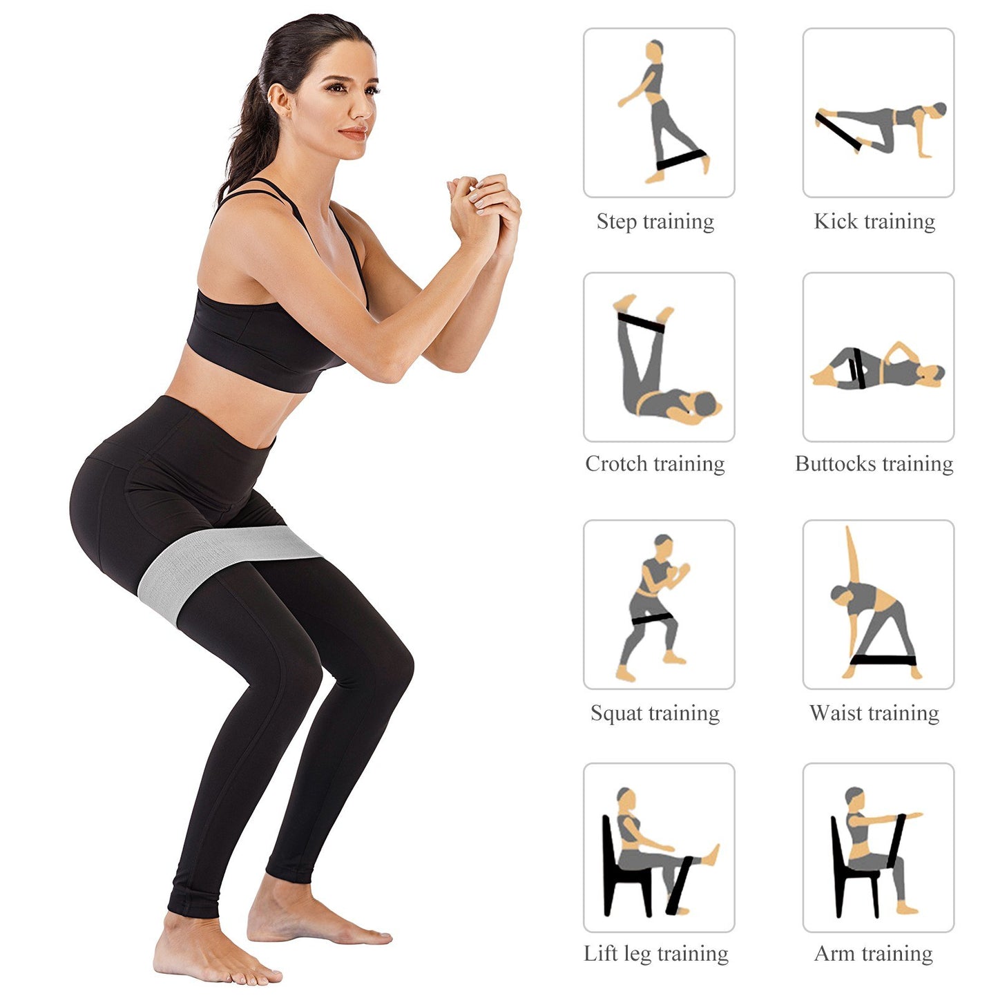 3Pcs Resistance Bands Set Non-Slip Polyester Cotton Exercise Bands 3 Levels Workout Bands for Legs and Butt