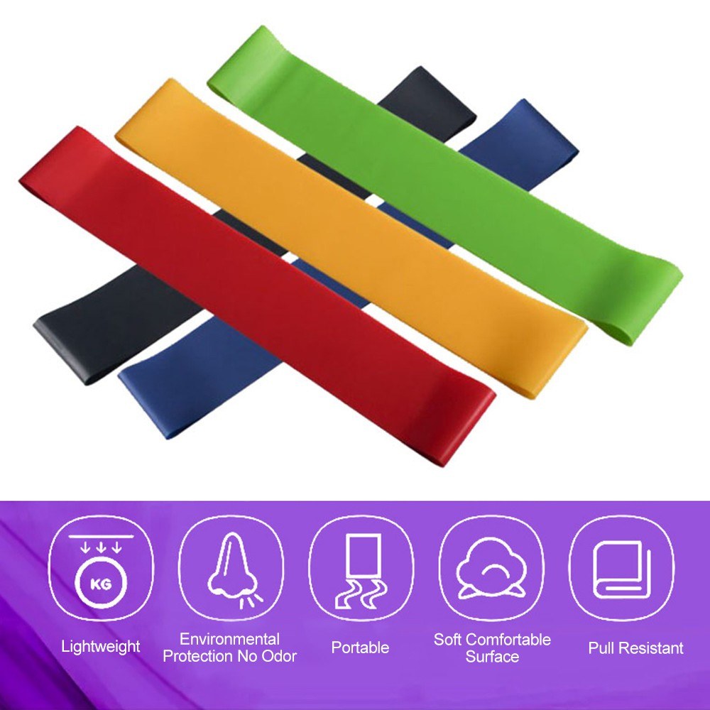 5Pcs Resistance Bands Latex Elastic Exercise Bands Stretch Bands for Physical Therapy, Recovery, Yoga