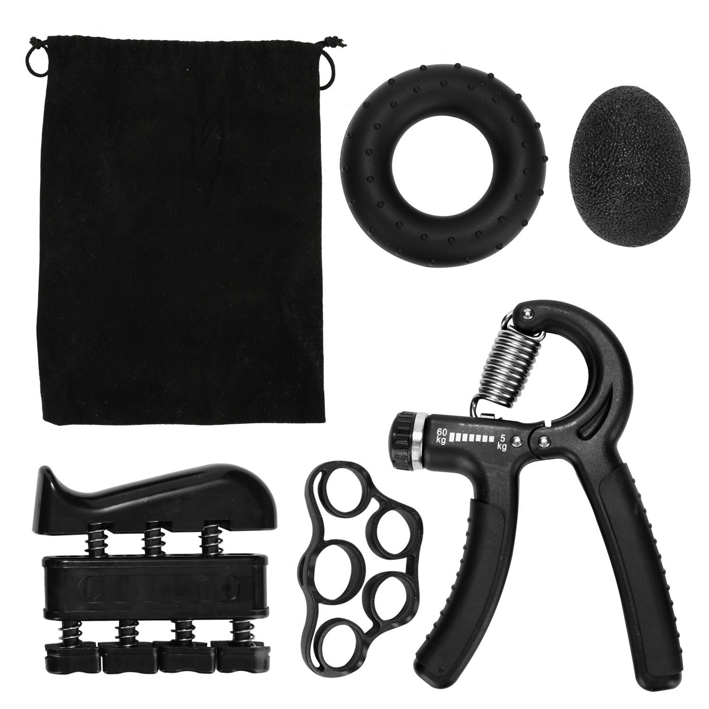 5Pcs Grip Strength Trainer Set Hand Grip Strengthener Finger Stretcher Grip Ring Stress Relief Ball