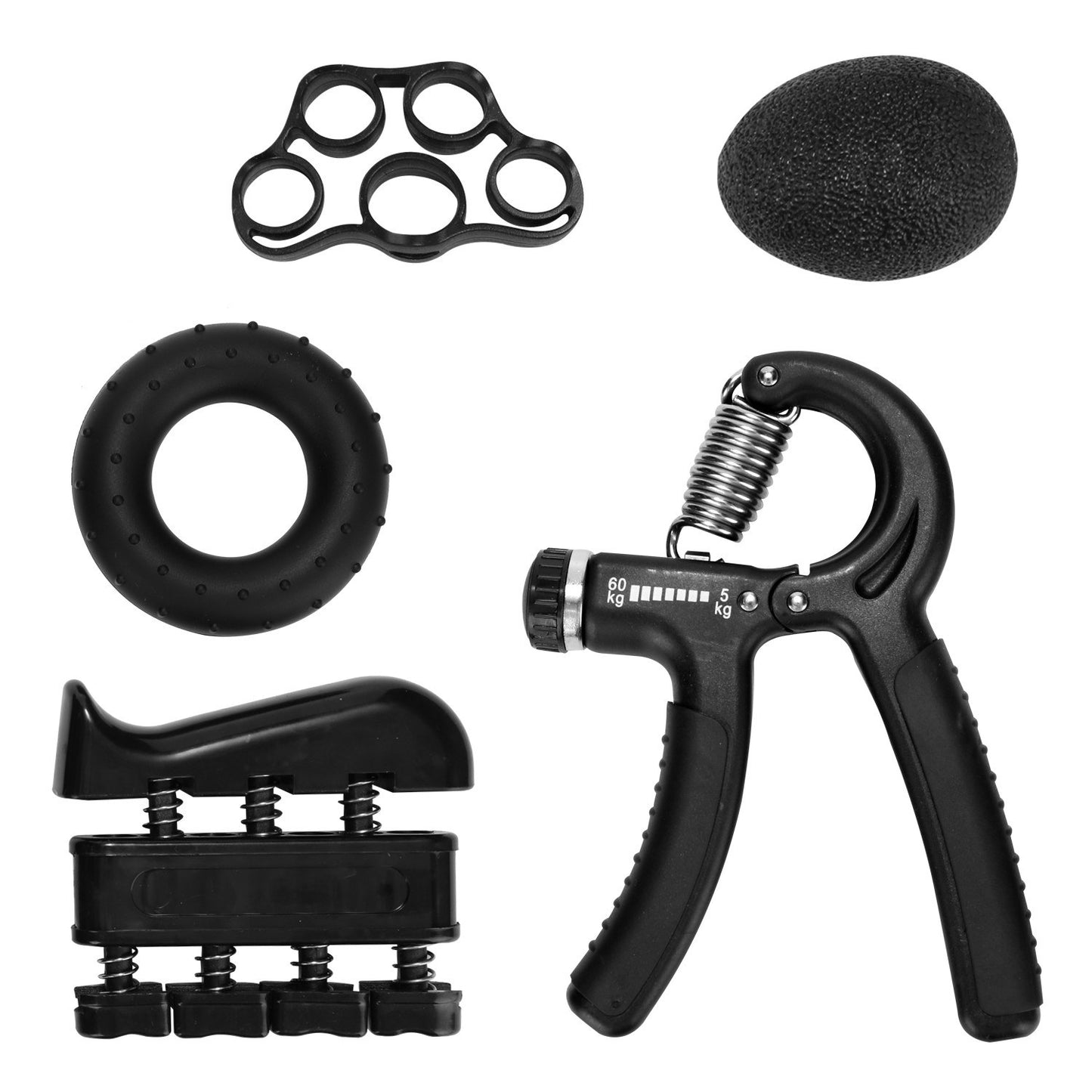 5Pcs Grip Strength Trainer Set Hand Grip Strengthener Finger Stretcher Grip Ring Stress Relief Ball