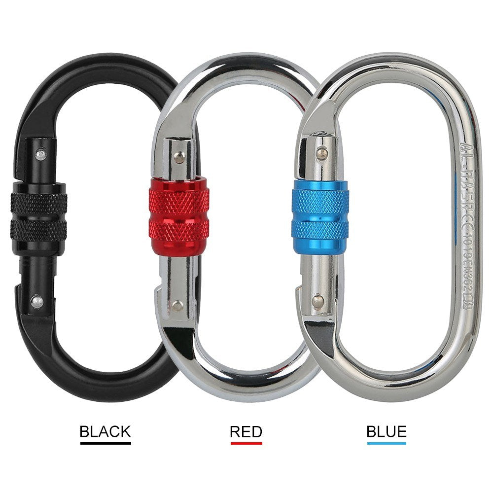 Screwgate Locking Carabiner 25KN (5620 lbs) Heavy Duty Large Locking Carabiner Clip for Climbing Mountaineer Hammock Camping Outdoor Equipment - Red