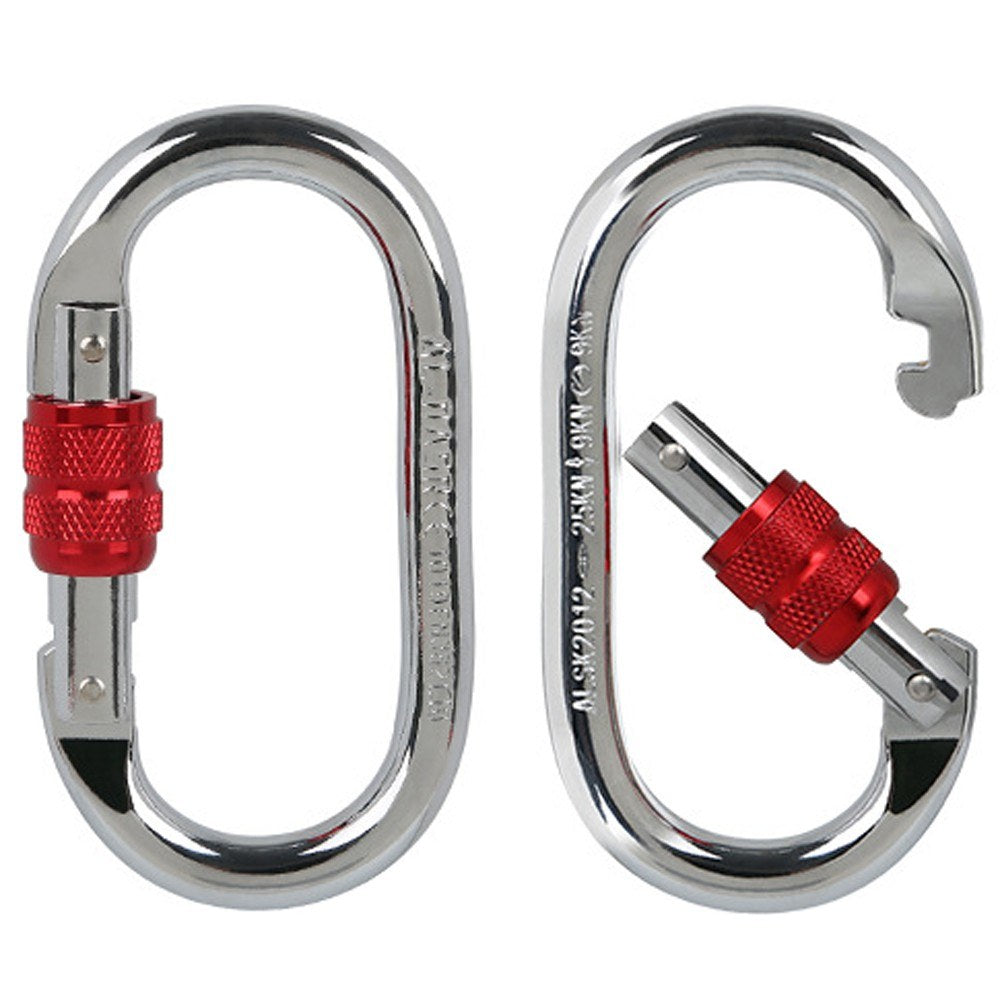 Screwgate Locking Carabiner 25KN (5620 lbs) Heavy Duty Large Locking Carabiner Clip for Climbing Mountaineer Hammock Camping Outdoor Equipment - Red