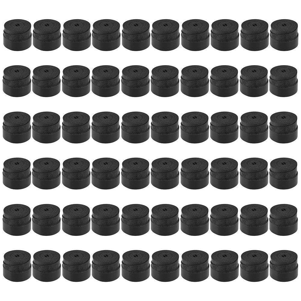 Tennis Racket Grip Tape Anti Slip Super Absorbent Tennis Overgrip Badminton Overgrip Pickleball Replacement Grip - 60Pcs / Black