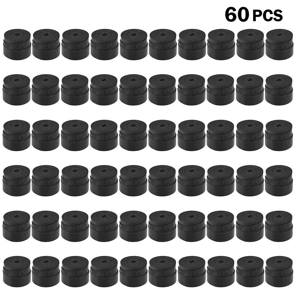 Tennis Racket Grip Tape Anti Slip Super Absorbent Tennis Overgrip Badminton Overgrip Pickleball Replacement Grip - 60Pcs / Black