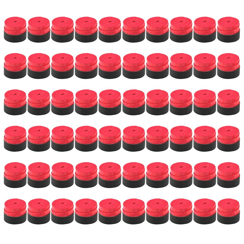 Tennis Racket Grip Tape Anti Slip Super Absorbent Tennis Overgrip Badminton Overgrip Pickleball Replacement Grip - 60Pcs / Red
