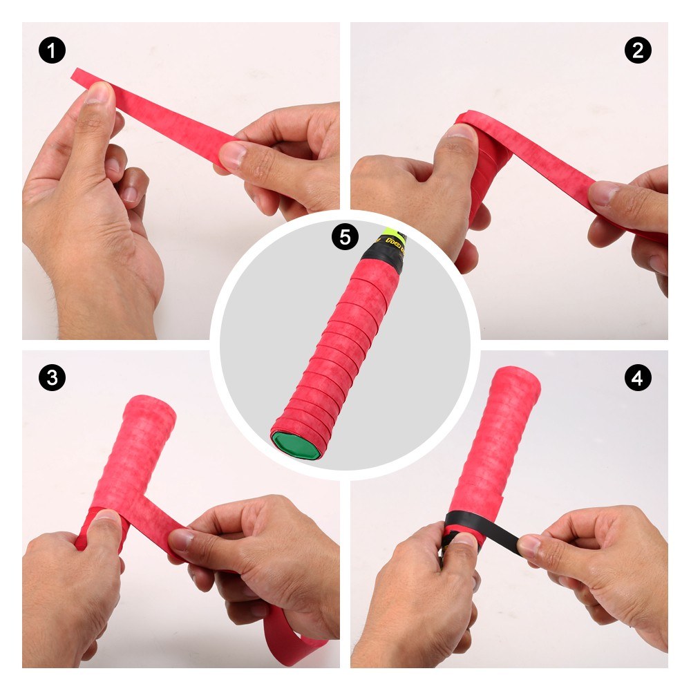 Tennis Racket Grip Tape Anti Slip Super Absorbent Tennis Overgrip Badminton Overgrip Pickleball Replacement Grip - 60Pcs / Red
