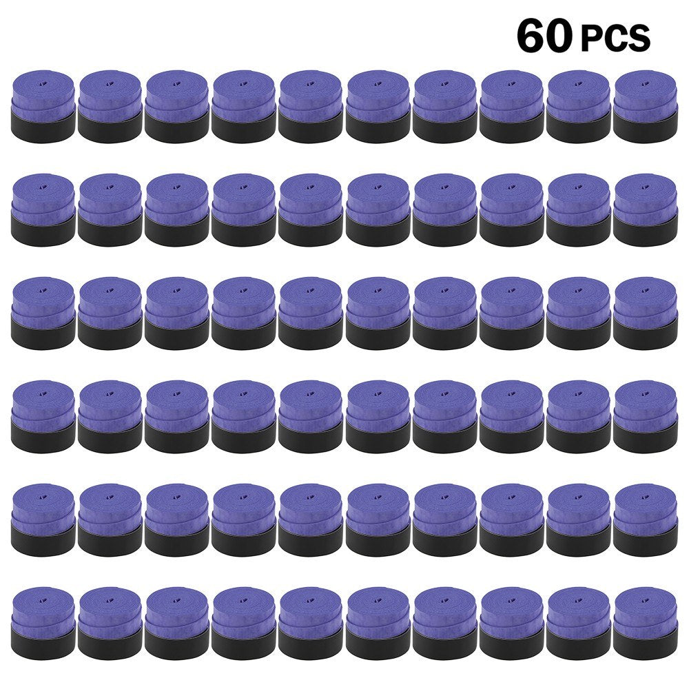 Tennis Racket Grip Tape Anti Slip Super Absorbent Tennis Overgrip Badminton Overgrip Pickleball Replacement Grip - 60Pcs / Purple