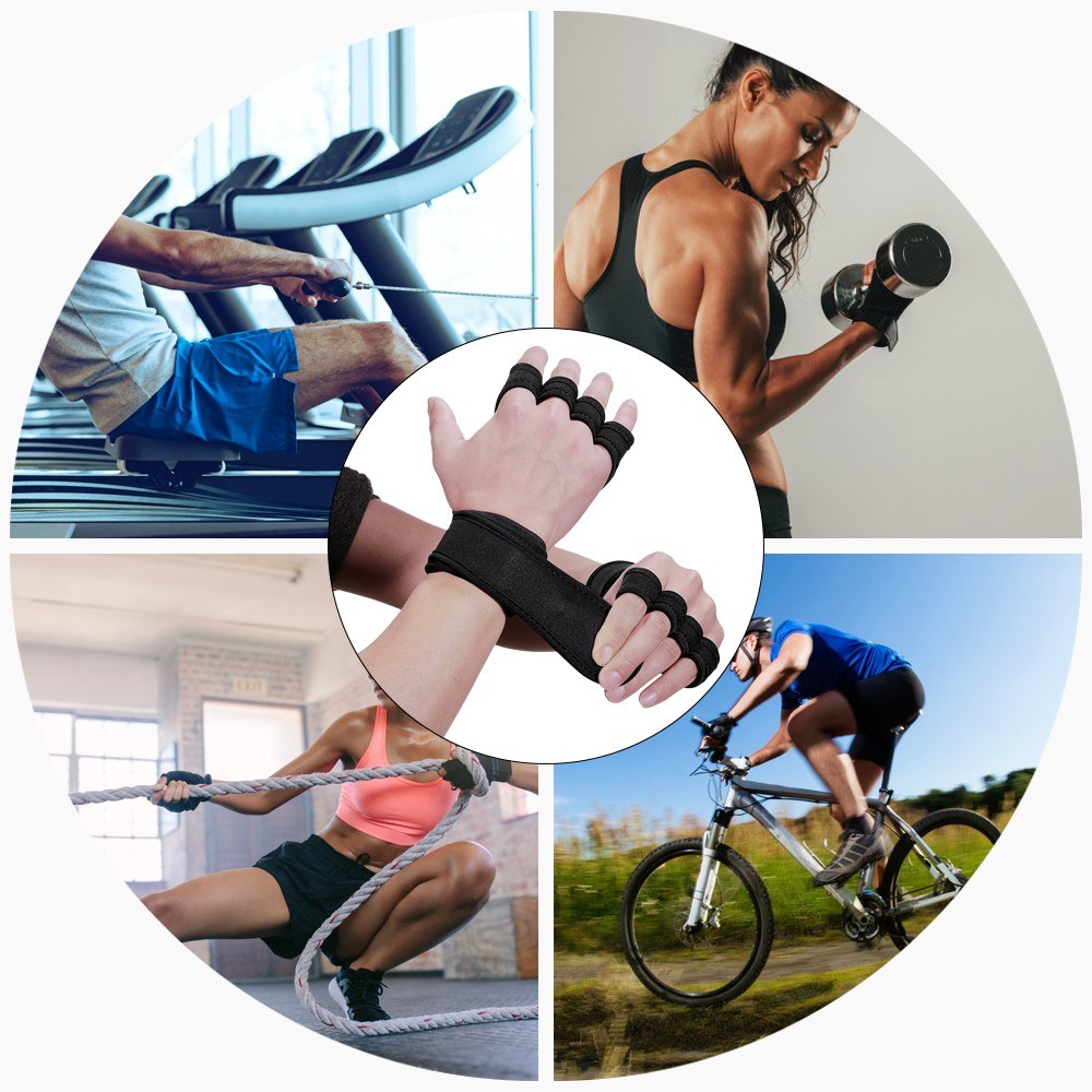 1 Pair Sports Ventilated Workout Gloves Lifting Pads Hand Protector with Integrated Wrist Wraps for Weight Lifting, Training, Fitness, Exercise - Red / Size: L