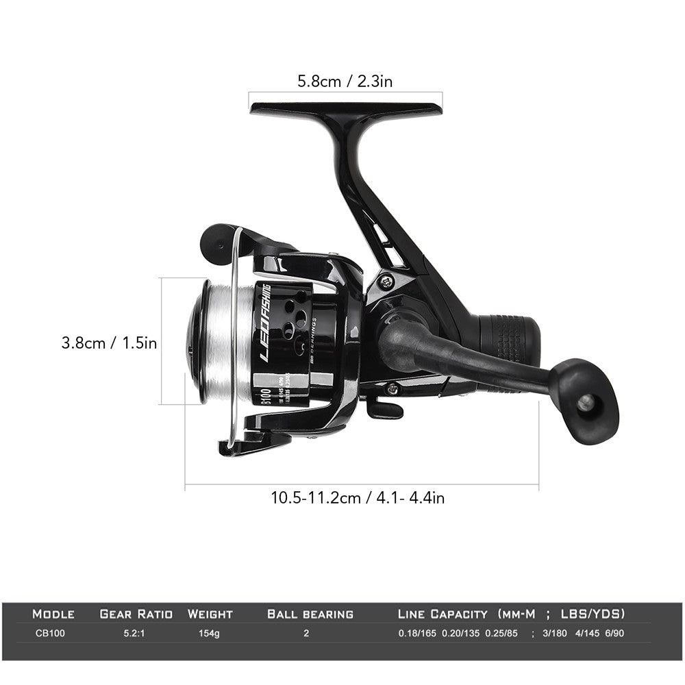 LEO 1.5m Telescopic Fishing Rod Spinning Reel Set with Hooks Soft Lures Barrel Swivels Storage Bag