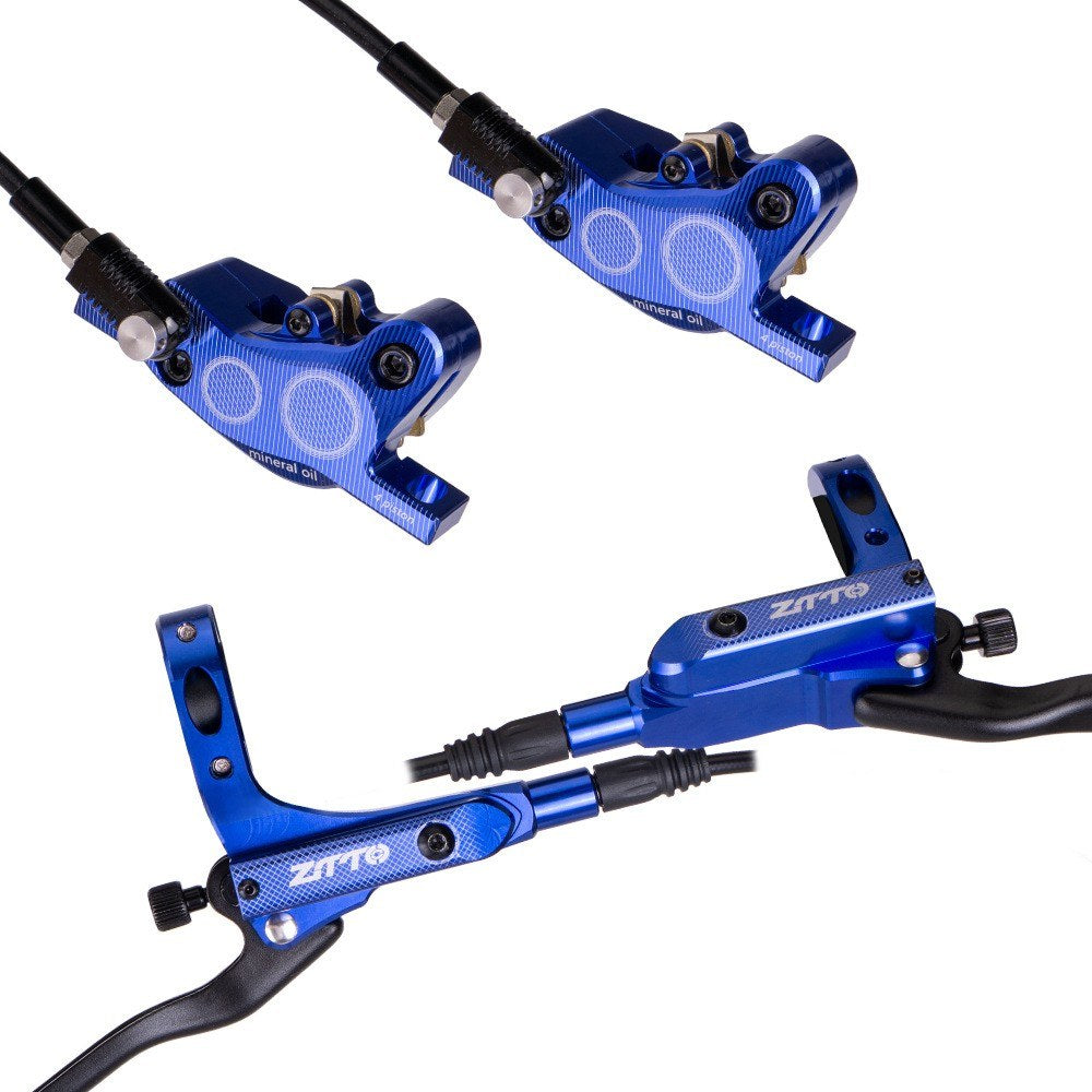 M840 1Pair Four-Piston Oil Brake Oil Disc Road Aluminium Alloy Bike Mountain Bike Hydraulic Disc Brake - Blue