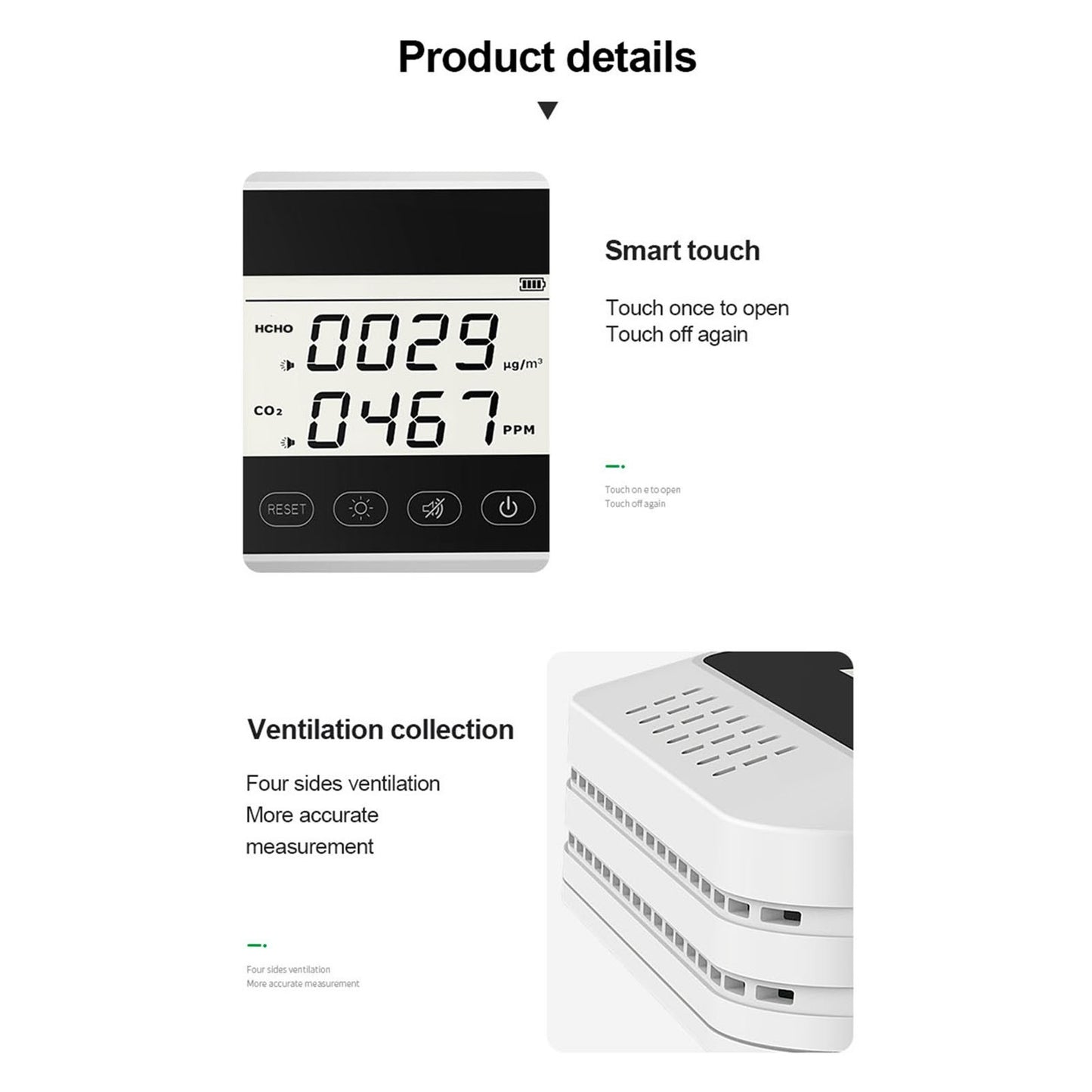 X7 Air Quality Monitor Wall-mounted Indoor HCHO CO2 Detector Air Analyzer Sound Alarm for Home Office