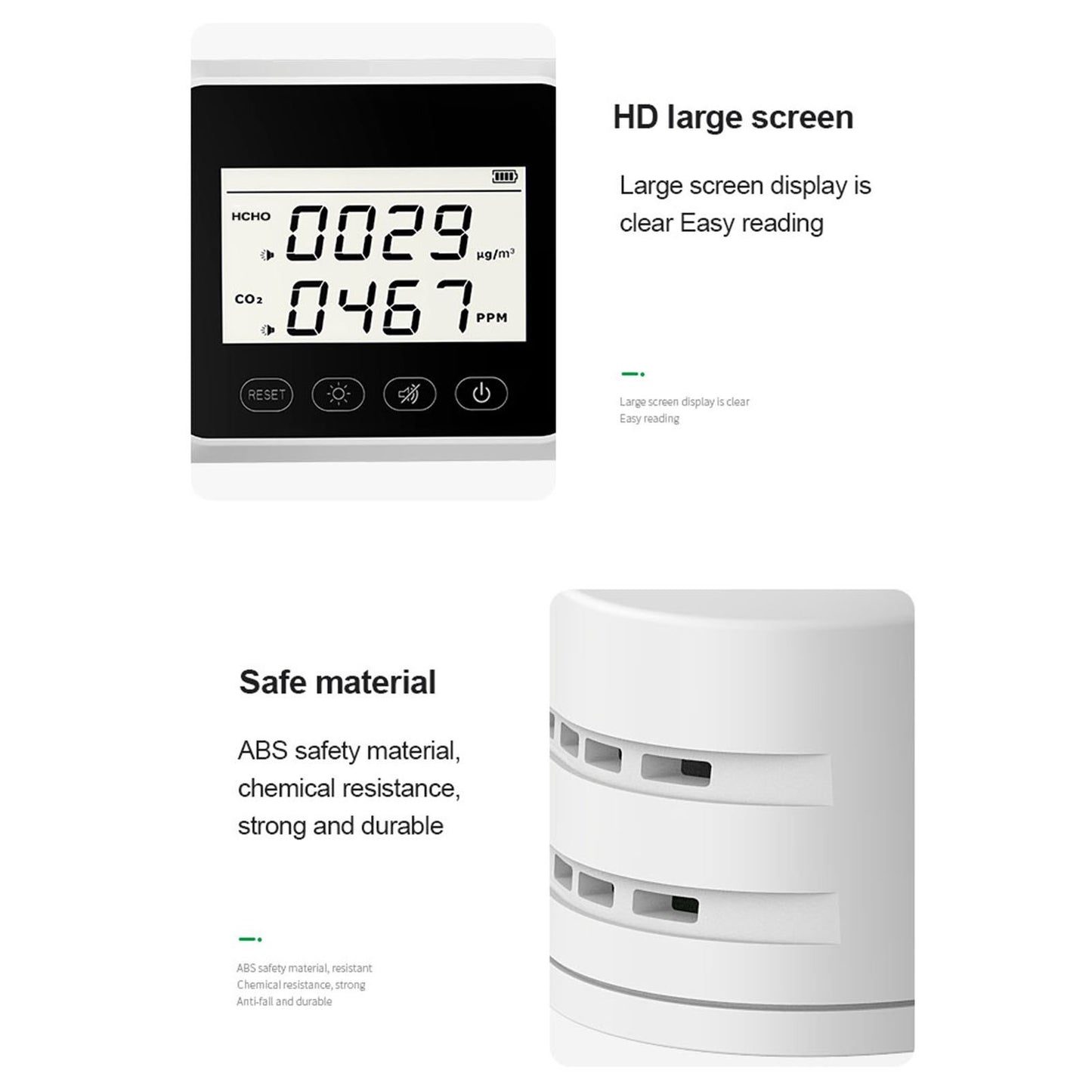 X7 Air Quality Monitor Wall-mounted Indoor HCHO CO2 Detector Air Analyzer Sound Alarm for Home Office