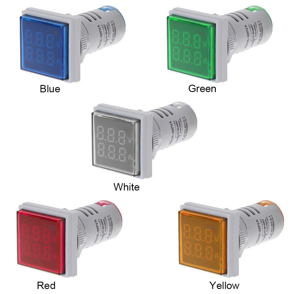 LED Digital Voltmeter Ammeter AC 60-500V 0-100A Amp Voltage Current Meter Tester Indicator - Blue