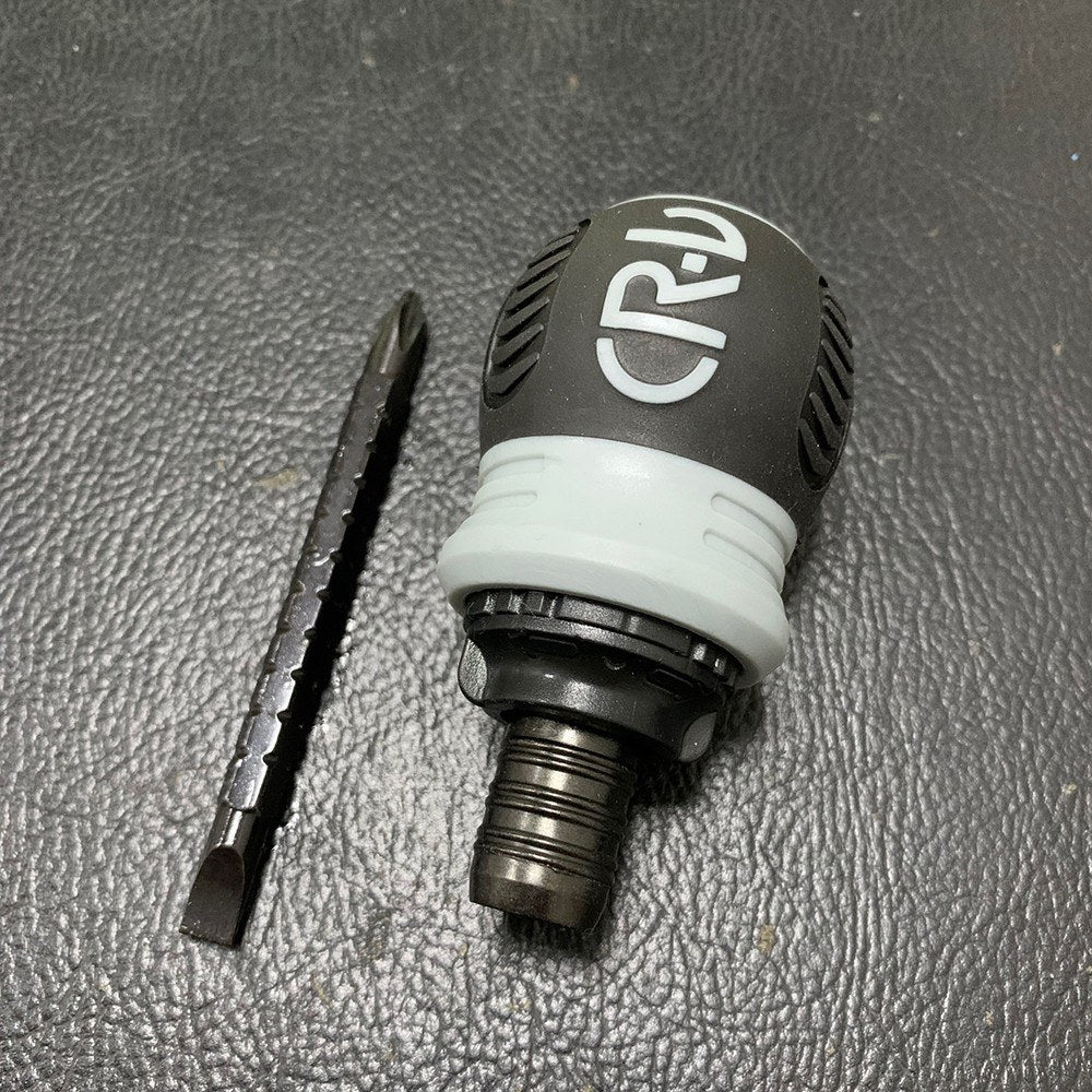 Stubby Ratchet Screwdriver Slotted and Cross Dual-end Telescoping CR-V Screwdriver Repair Tool - Grey