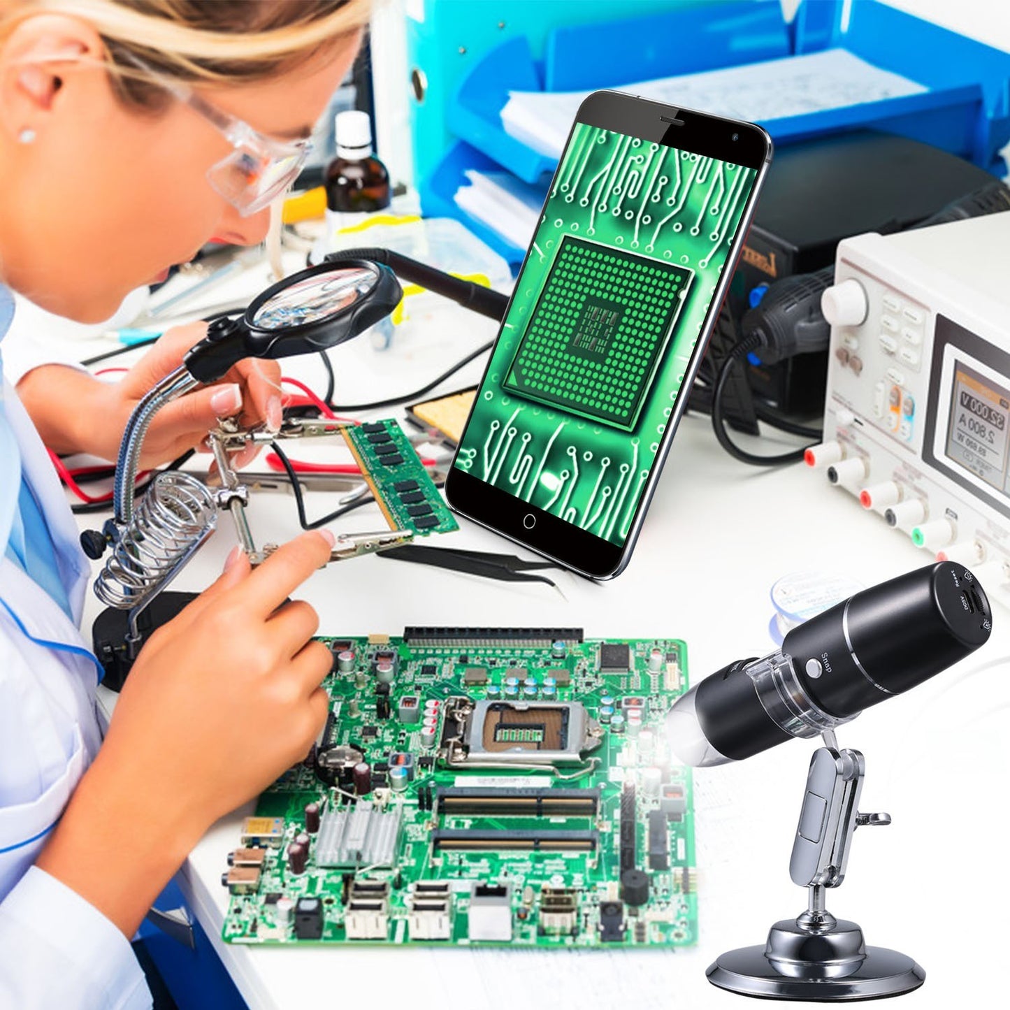 KKmoon Electron Digital Microscope Portable WiFi 1000x High Definition Magnifying Glass Children Educational Toy