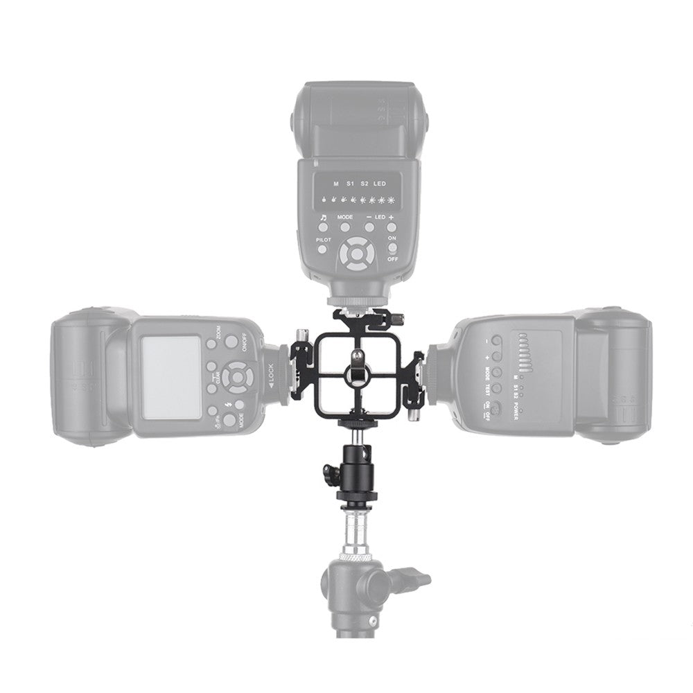 Triple Cold Shoe Mount Umbrella Holder Camera Speedlite Mount Holder Adjustable Hot Shoe Mount Flash Bracket