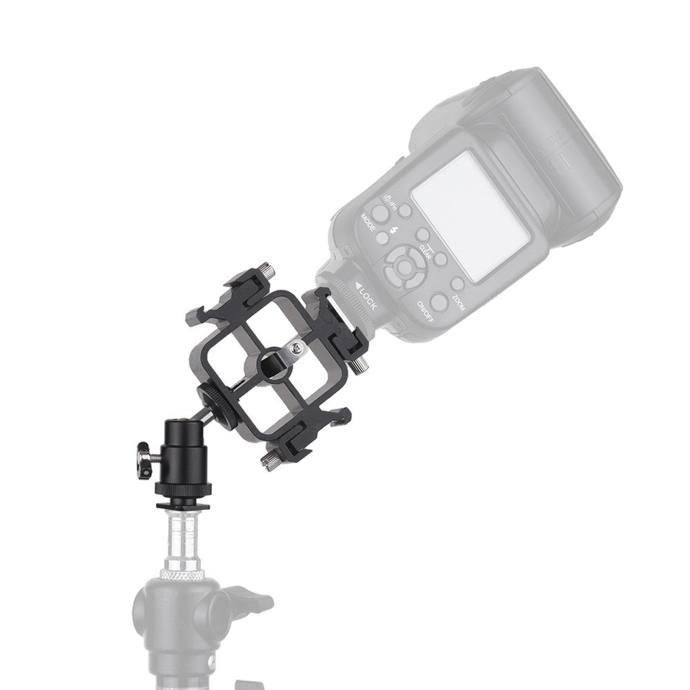 Triple Cold Shoe Mount Umbrella Holder Camera Speedlite Mount Holder Adjustable Hot Shoe Mount Flash Bracket