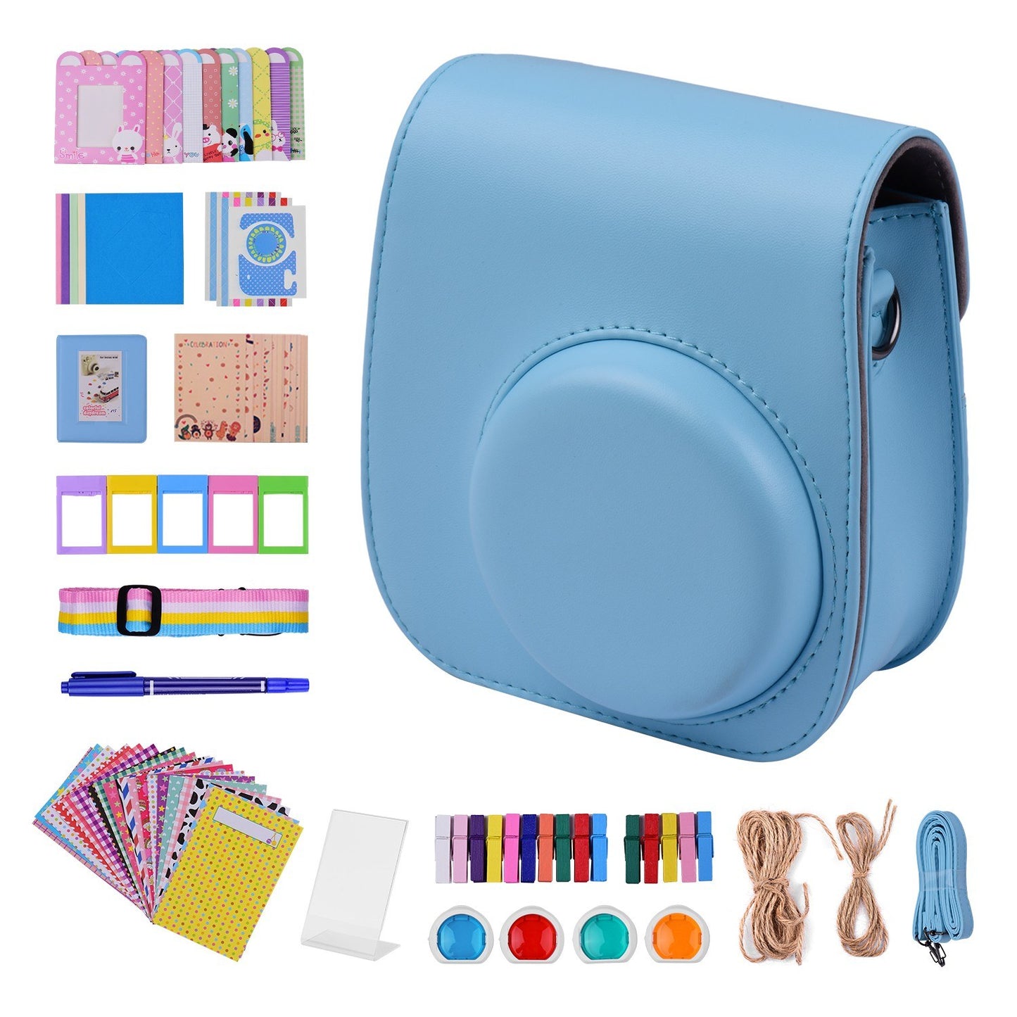12-in-1 Instant Camera Accessories Bundle Kit for Fujifilm Instax Mini 11, Photography Scrapbook Kit Instant Camera Gifts - Blue