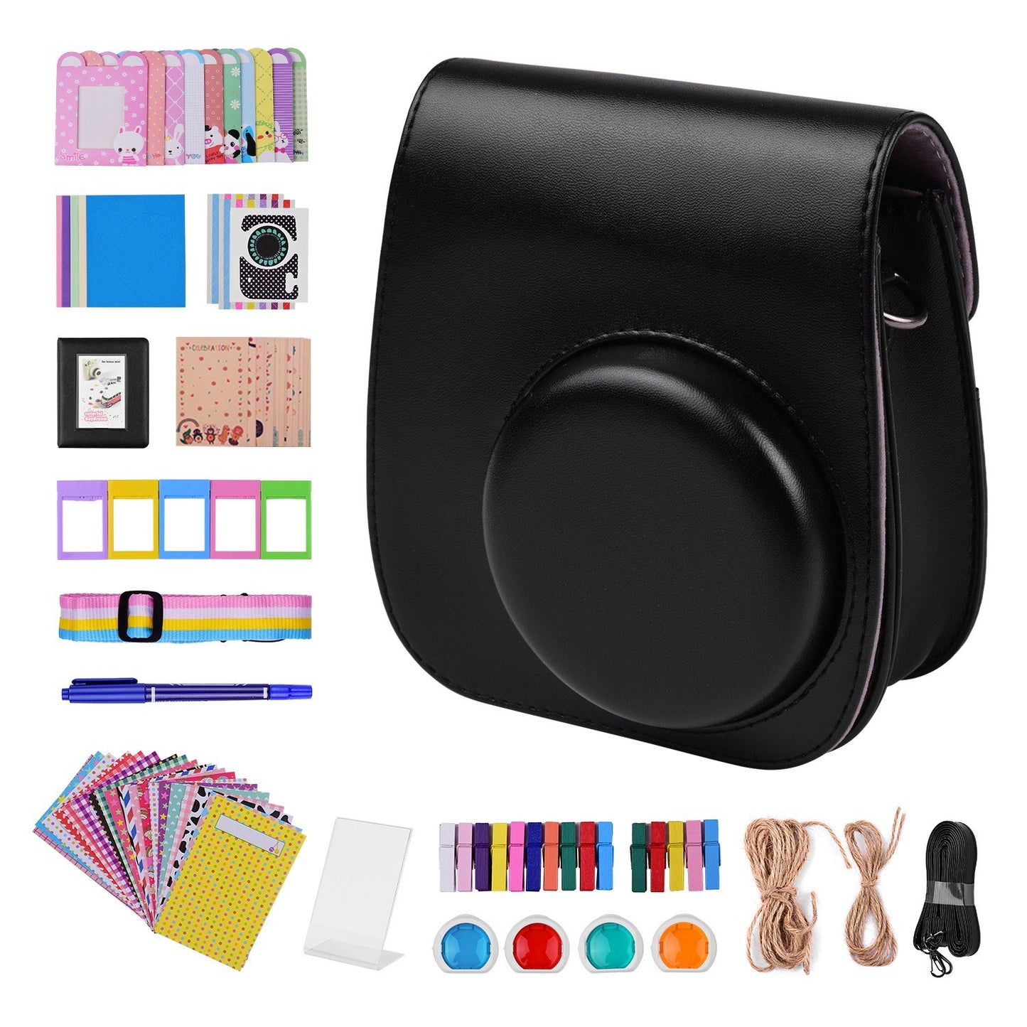 12-in-1 Instant Camera Accessories Bundle Kit for Fujifilm Instax Mini 11, Photography Scrapbook Kit Instant Camera Gifts - Black