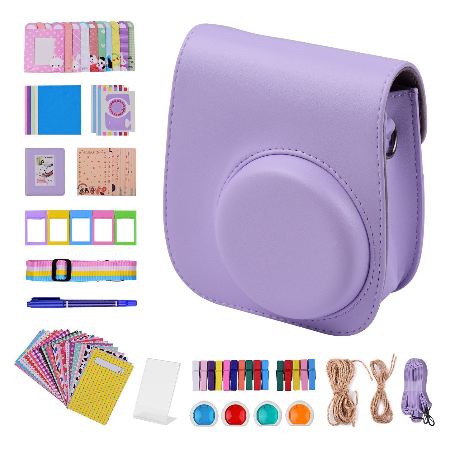 12-in-1 Instant Camera Accessories Bundle Kit for Fujifilm Instax Mini 11, Photography Scrapbook Kit Instant Camera Gifts - Purple