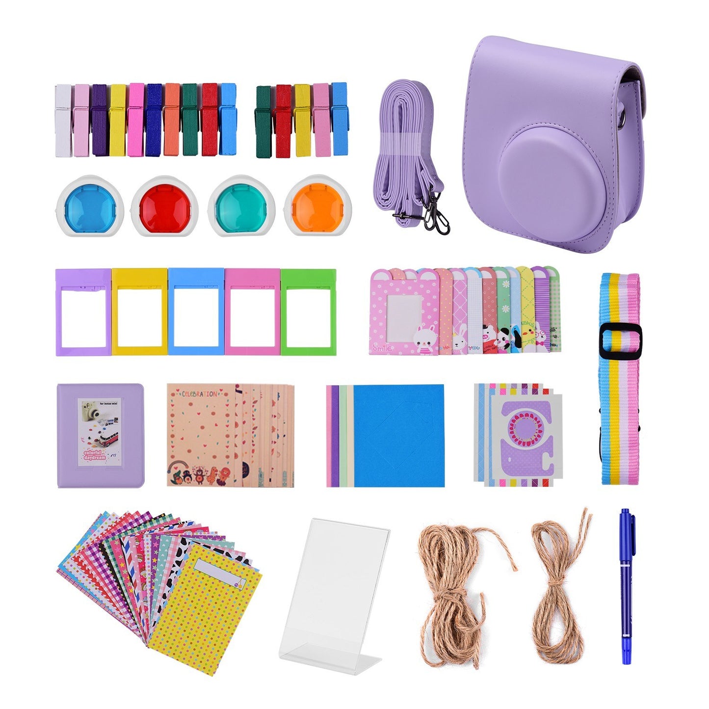 12-in-1 Instant Camera Accessories Bundle Kit for Fujifilm Instax Mini 11, Photography Scrapbook Kit Instant Camera Gifts - Purple