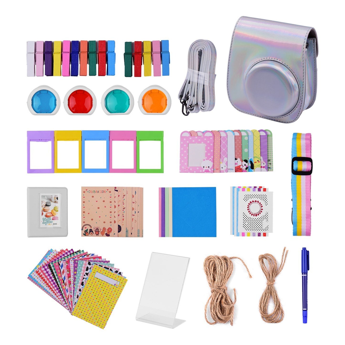 12-in-1 Instant Camera Accessories Bundle Kit for Fujifilm Instax Mini 11, Photography Scrapbook Kit Instant Camera Gifts - Silver