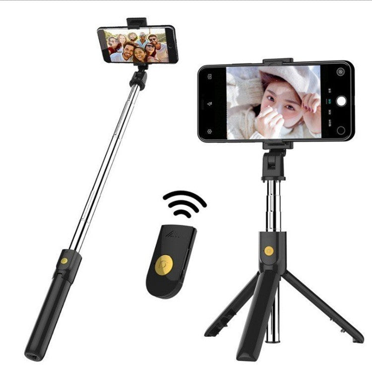 2-in-1 Selfie Stick Tripod Wireless Remote Shutter Cell Phone Tripod Stand and Holder for Streaming Selfies Videos Photos Travel - Black