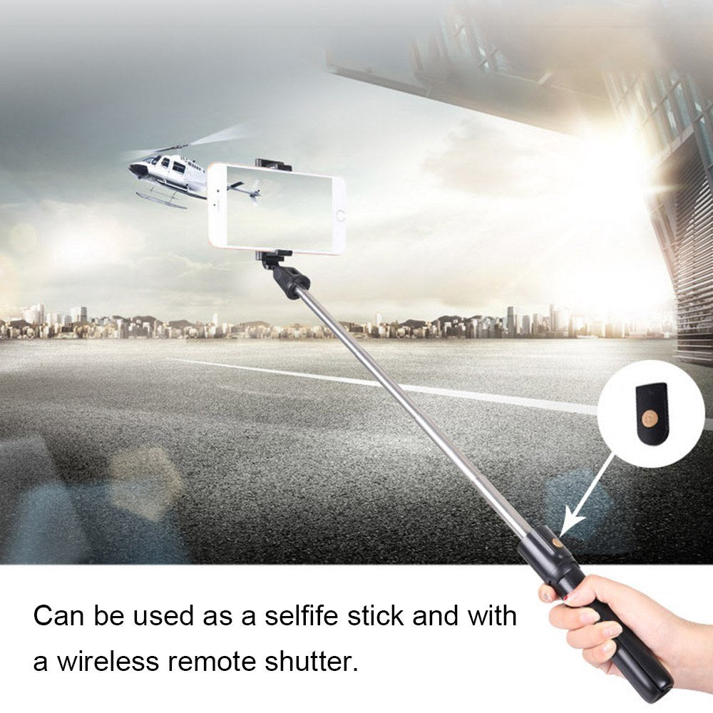 2-in-1 Selfie Stick Tripod Wireless Remote Shutter Cell Phone Tripod Stand and Holder for Streaming Selfies Videos Photos Travel - White