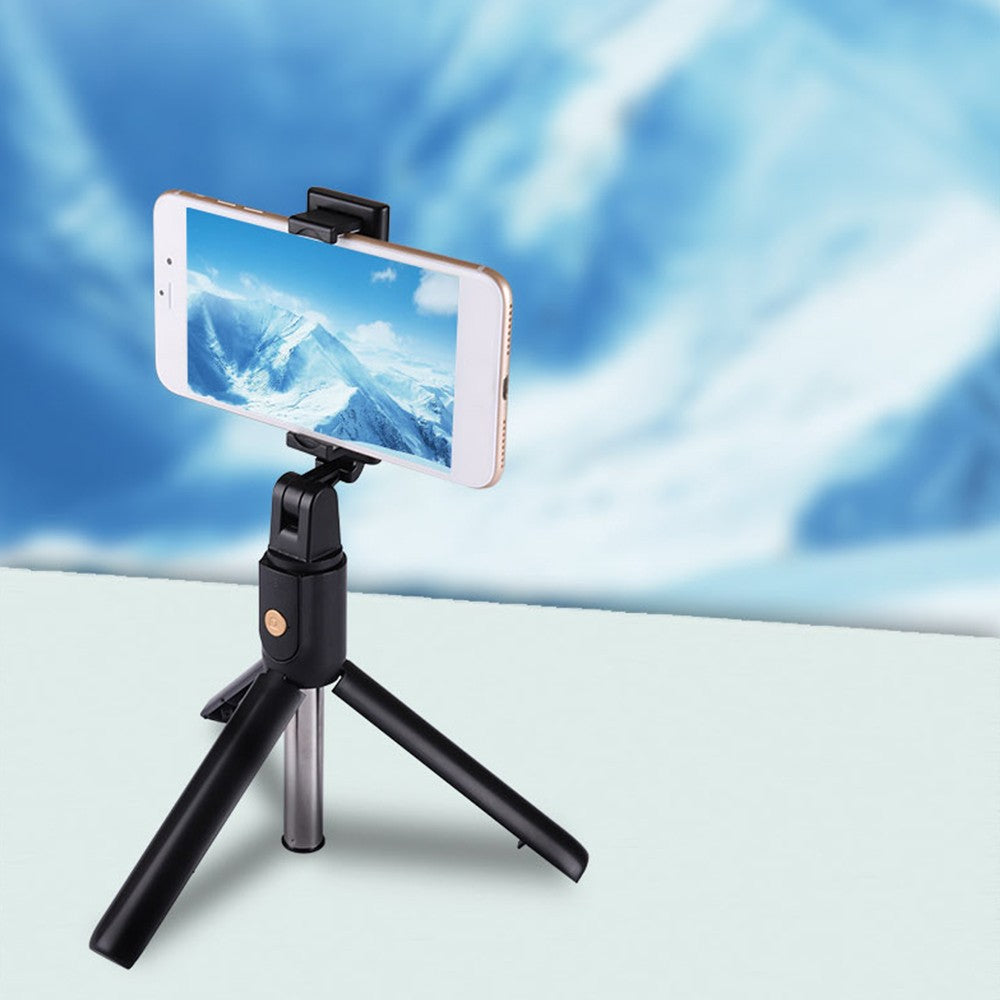 2-in-1 Selfie Stick Tripod Wireless Remote Shutter Cell Phone Tripod Stand and Holder for Streaming Selfies Videos Photos Travel - White