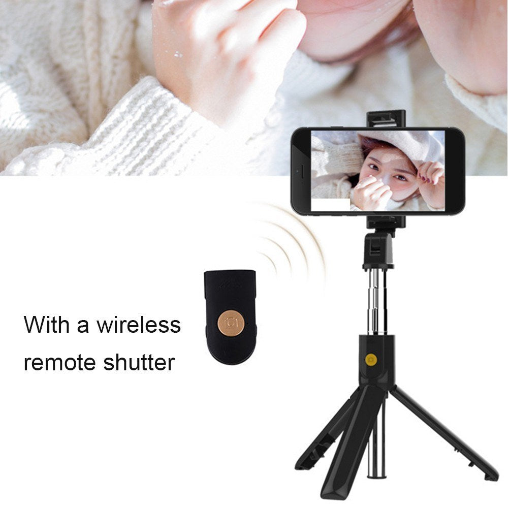 2-in-1 Selfie Stick Tripod Wireless Remote Shutter Cell Phone Tripod Stand and Holder for Streaming Selfies Videos Photos Travel - White