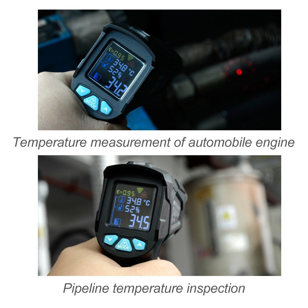 Industrial Digital Infrared Thermometer -50~380-degrees Celsius Handheld LCD Temperature Hygrometer Non-contact IR Pyrometer Tester
