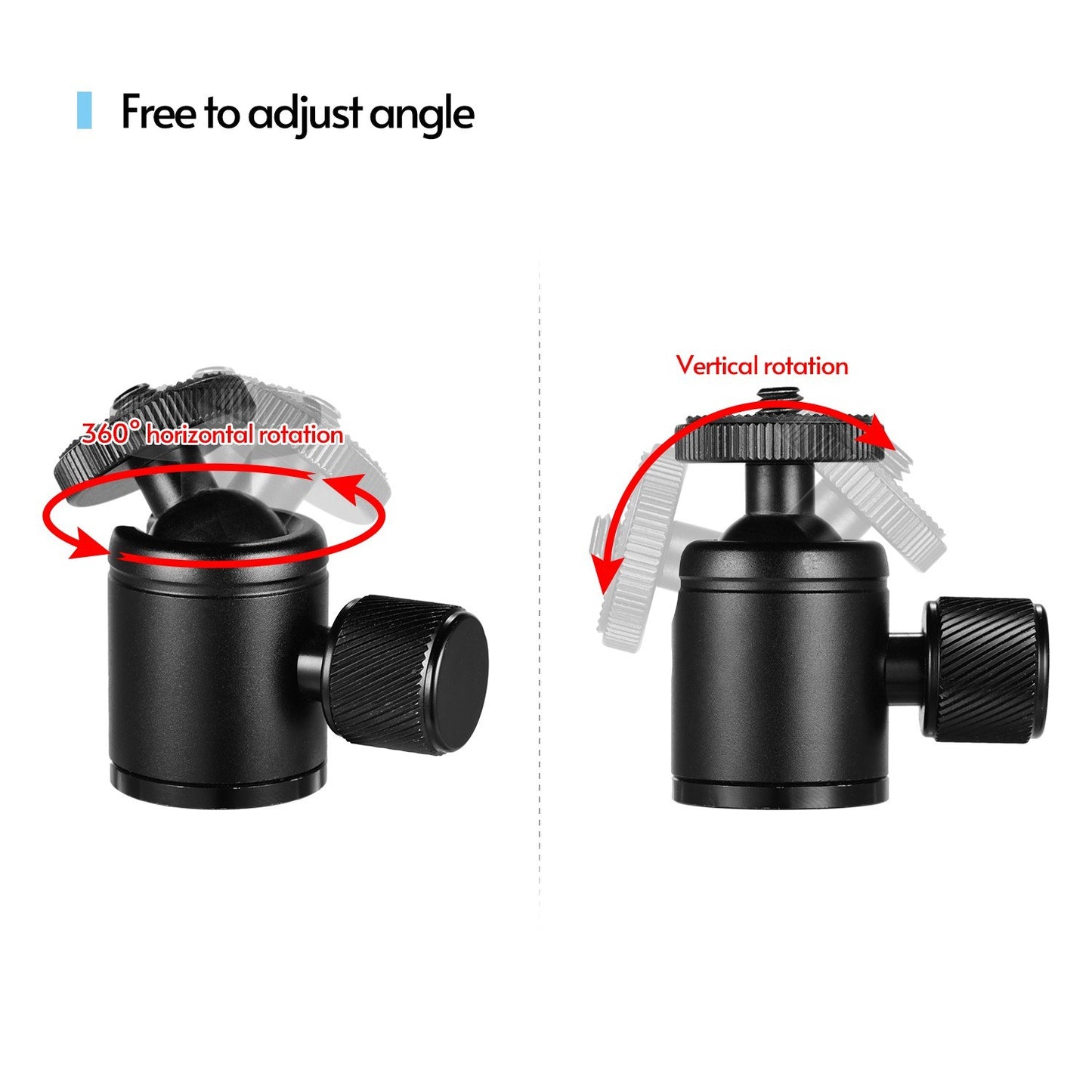 Tripod Mini Ball Head Aluminum Alloy Ballhead Tripod Mount with 1 / 4inch Screw and 3 / 8inch Screw Hole for Camera DSLR Cell Phone