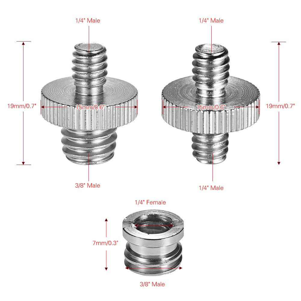 20Pcs Camera Screw Mount Set 1 / 4inch and 3 / 8inch Converter Threaded Screws Adapter Mount for Camera / Tripod / Monopod / Ballhead