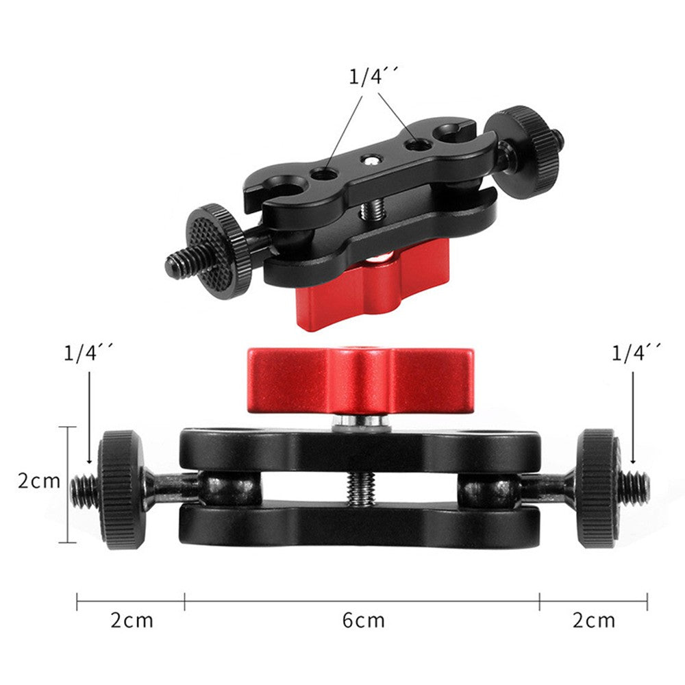 Double Ball Head Multi-Function 1 / 4-inch Screw Magic Arms Anodisation Aluminum Alloy 360-degree Rotation Camera Rig Monitor Vlogger Mount Bracket - Blue