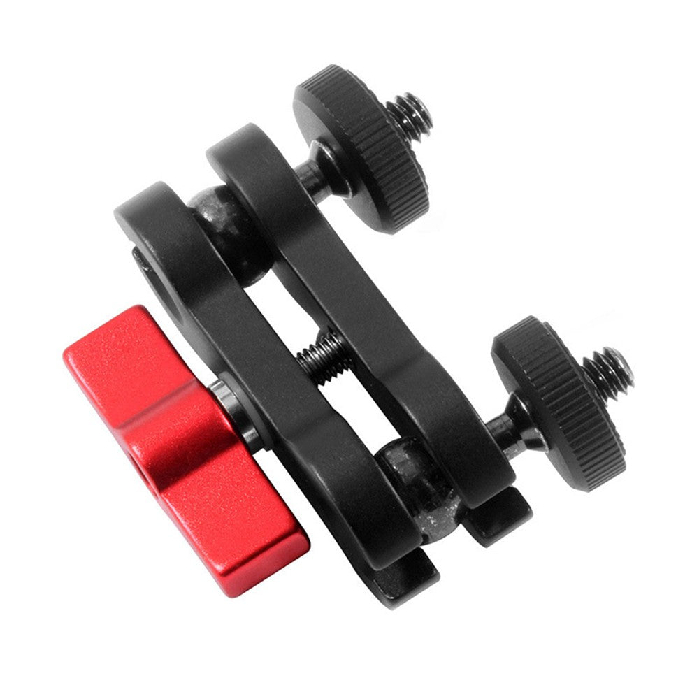 Double Ball Head Multi-Function 1 / 4-inch Screw Magic Arms Anodisation Aluminum Alloy 360-degree Rotation Camera Rig Monitor Vlogger Mount Bracket - Red