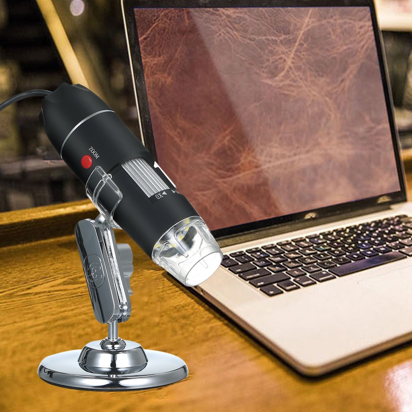 USB Digital Microscope 1600X Magnification Endoscope Mini Camera Handheld Inspection 8-LED Magnifier with Stand