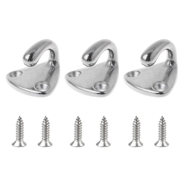 3 PCS 316 Stainless Steel Yacht Fender Hook Coat Hook with 2 x 2.9x13 Screws