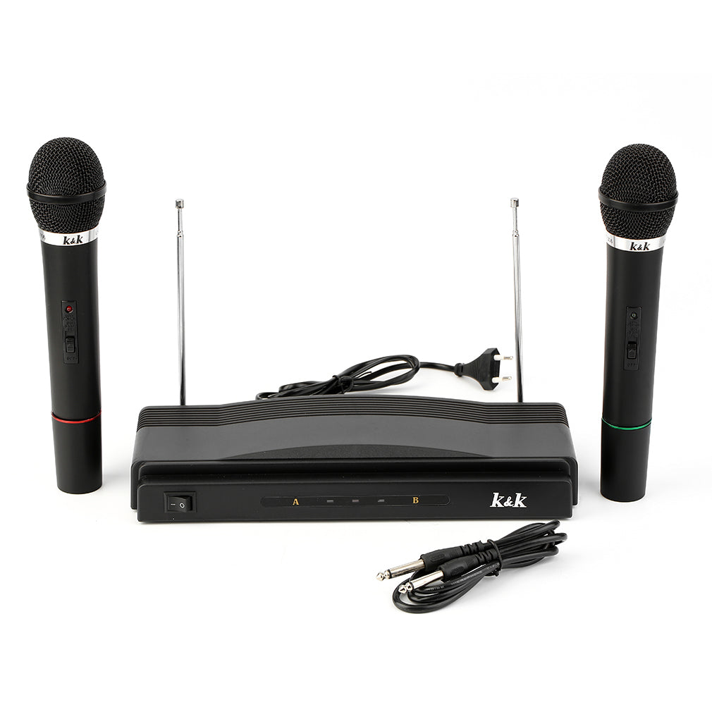 Professional Wireless Microphone System Dual Handheld 2 x Mic Receiver (EU Plug)