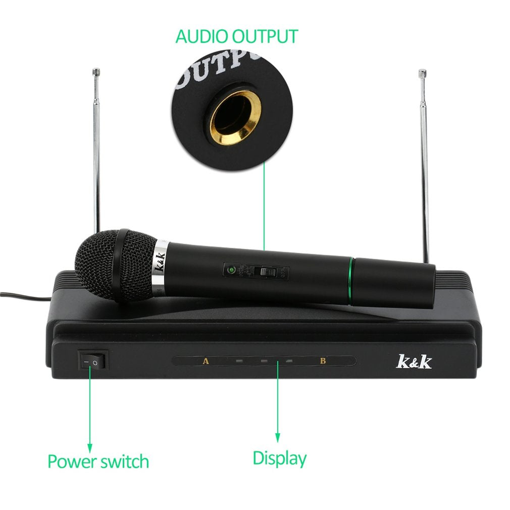 Professional Wireless Microphone System Dual Handheld Microphone Set for Home Bars Karaoke - EU Plug