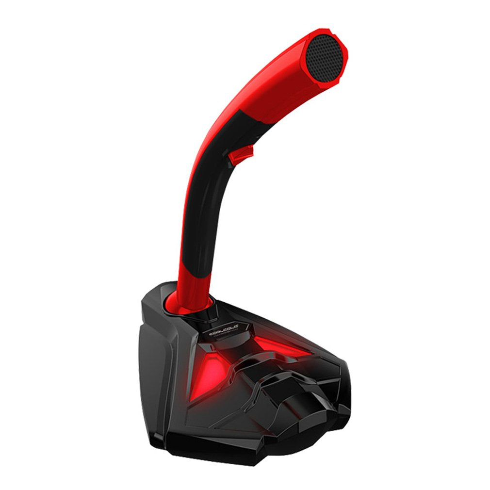 Desktop USB Gaming Computer Multimedia Microphone with Stand for Laptop, PC - Black / Red