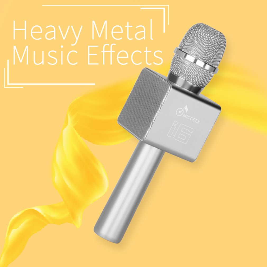 I6 Portable Wireless Karaoke Microphone Handheld Mic for Home KTV/Phone/PC - Silver