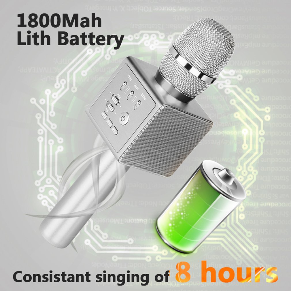 I6 Portable Wireless Karaoke Microphone Handheld Mic for Home KTV/Phone/PC - Silver