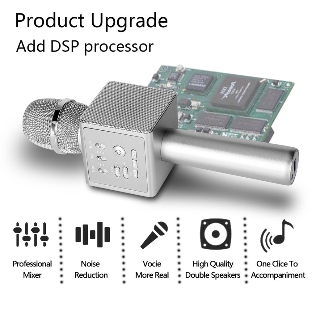 I6 Portable Wireless Karaoke Microphone Handheld Mic for Home KTV/Phone/PC - Silver