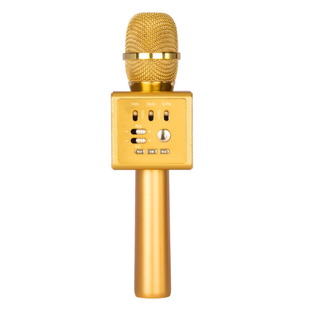 I6 Wireless Bluetooth Karaoke Handheld Microphone for Home KTV/Phone/PC - Gold