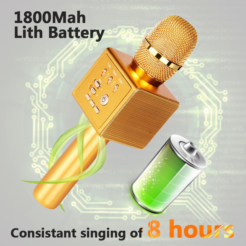 I6 Wireless Bluetooth Karaoke Handheld Microphone for Home KTV/Phone/PC - Gold