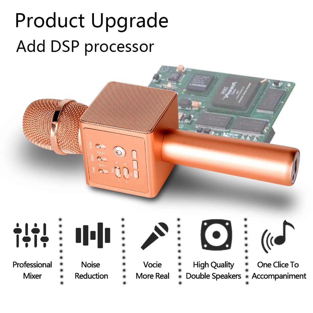 I6 Wireless Bluetooth Karaoke Microphone Handheld Portable Mic for Home KTV/Phone/PC - Pink