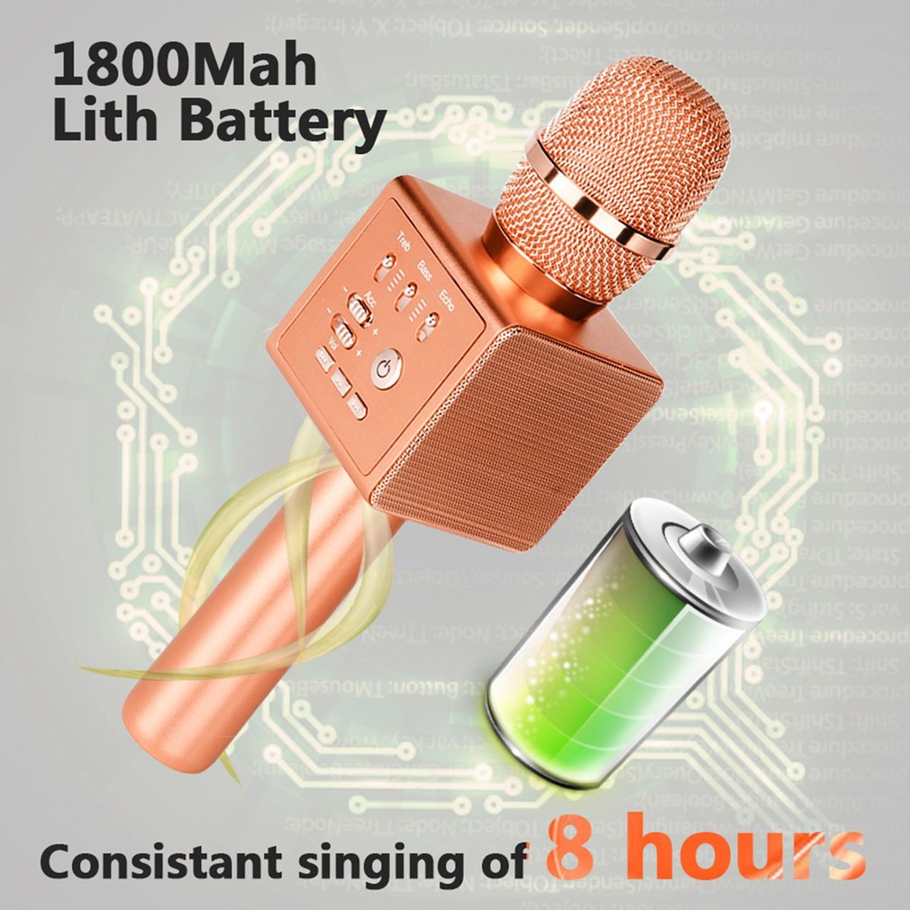 I6 Wireless Bluetooth Karaoke Microphone Handheld Portable Mic for Home KTV/Phone/PC - Pink