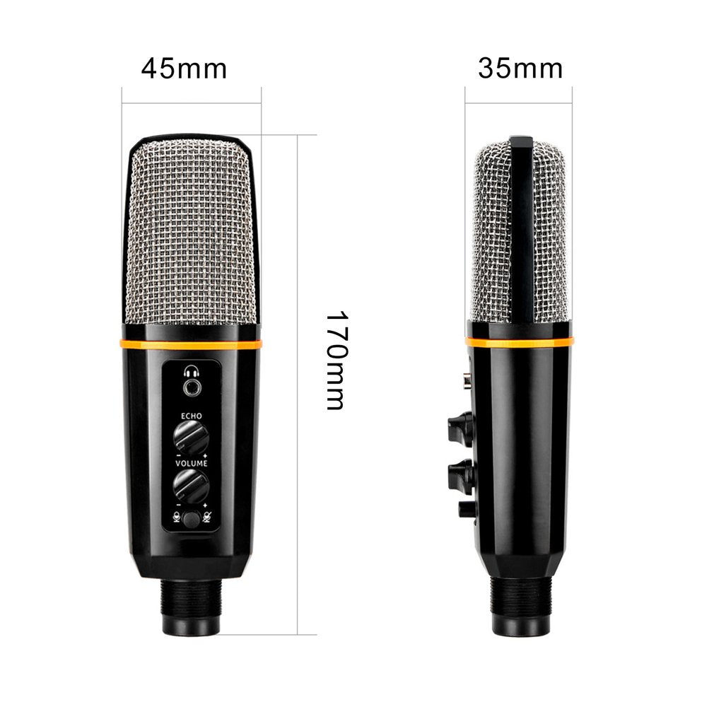 AK-6 USB Podcast Microphone Headphone Monitoring Vocal Condenser Mic with Tripod for PC